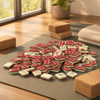 Kit de Mahjong de Luxe Moderne Deluxe 160 Tuiles Acryliques Marron Triple Couche Motif Floral Vert Rouge Vigne pour Fête Sociale Classique et Amusante