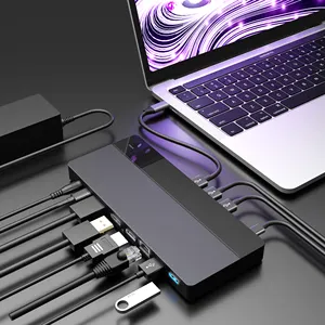 笔记本电脑用13合1充电器USB 3.0 Mac迷你扩展坞端口复制器