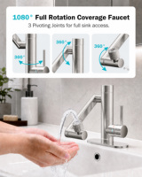 Robinet filtre à eau potable pour évier de cuisine, 1080 °   Robinet rotatif en acier inoxydable SS304 avec cartouche intégrée et poignée unique