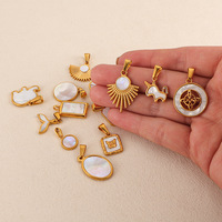 Multi Designs Fishtail licorne Elephant Charms Pendentif en coquillage blanc plaqué or 18K Diy Collier Boucles d'oreilles Bracelet Accessoires