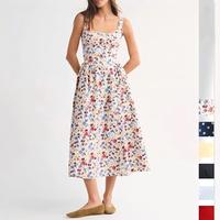 Robe d'été décontractée sans manches à imprimé floral pour femme, grande jupe évasée patchwork, longueur midi, idéale pour la plage et les vacances, vente en gros, personnalisation OEM