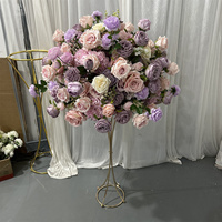 Nouveautés IFG - Bouquet de fleurs en soie rose et violet de 60 cm de diamètre, arrangement pour centre de table de mariage, pour Noël et Pâques