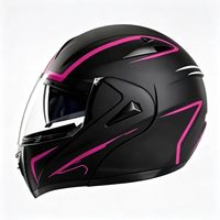 Casque de moto intégral rose à visière relevable pour femme, double visière, certifié ECE 22.06 DOT, déverrouillage rapide, sécurité en fibre de carbone