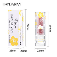 HANDAIYAN Rouge à lèvres mat transparent à motif floral, mini portable, longue tenue, anti-transfert, tube floral mignon, OEM ODM