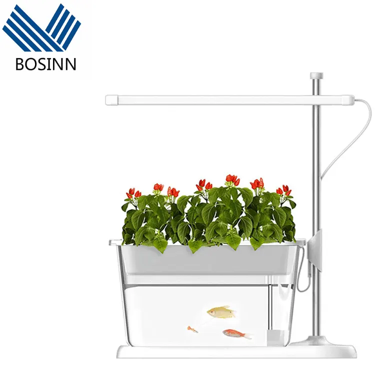 อะคริลิคตู้ปลาการไหลเวียนของน้ํานิเวศวิทยา Aquaponic LED เติบโตไฟอัจฉริยะชาวไร่ผักกระถางดอกไม้