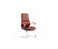 Chaise de visiteur à dossier haut en cuir PU avec base cantilever incurvée et accoudoirs rembourrés pour mobilier de réception et de conférence