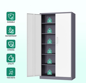 High Quality Modern 2-Door Metal <strong>Storage</strong> Cabinet Adjustable Shelf Steel Locker <strong>Cupboard</strong> for Workshop Garage <strong>Utility</strong> Tool <strong>Storage</strong> - Product Image 2