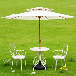 Sombrilla de <span class=keywords><strong>patio</strong></span> moderna plegable de 2.7m con doble techo ventilado, de alta resistencia, con poste central de hierro y elevación manual con manivela, para jardín, exterior y cafetería. - Product Image 1