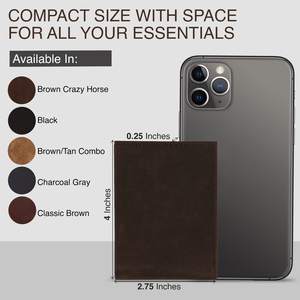 Venta caliente de fábrica Vintage marrón bolsillo frontal tarjetero RFID bloqueo Delgado PU cuero plegable billetera para hombre - Product Image 4