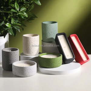 Bougie personnalisée avec motif de pierre en céramique, ciment et roche volcanique, bougie créative parfumée - Product Image 1