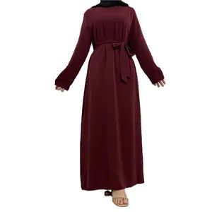 Factory Outlet Long Maxi Dress Elastic Cuff Abaya Muslim Dresses For Women