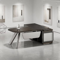 Bureau de direction QILISEN de luxe, haute brillance, durable, écologique, ergonomique, résistant à l'eau, avec charge sans fil, table de PDG, MDF E1