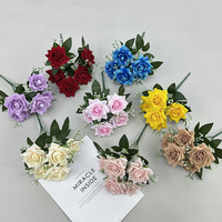 Pabrik Dierct grosir 5 kepala simulasi mawar beludru BabysBreath klakson kecil mawar untuk bunga dekoratif