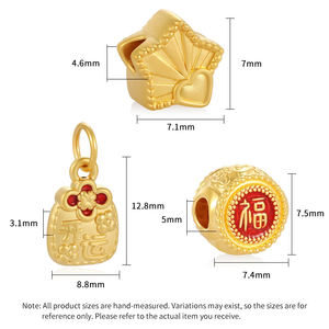 Moda cuerda ajustable 24K oro sólido colgante pulsera mujer paz hebilla flor hecha a mano cadena perla pulsera para mujer - Product Image 2