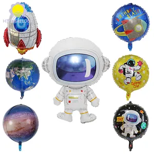 Galaxy Thema Jongen Kid Verjaardagsfeestje Decoratie Opgeblazen Ronde Ruimte Helium Ballonnen Astronaut Rocket Zelfopblazende Folie Ballon