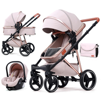 Poussette pliable pour nouveau-né 3 en 1, poussette de voyage, poussette de luxe pour bébé 3 en 1 avec siège auto