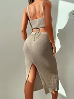Service OEM, fabricants sur mesure, ensembles de vêtements pour femmes, deux ensembles de deux pièces avec étiquette privée, haut en tricot et jupe pour tenue