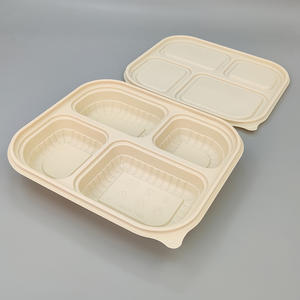 Boîte à lunch jetable en amidon de maïs pour pain vapeur, boîte à lunch personnalisée avec 3/4/5/6 compartiments, contenants alimentaires en amidon de maïs avec couvercles - Product Image 3