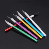 Kit d'outils de précision pour sculpture sur métal, 1 pièce, avec manche en plastique, couteau tranchant antidérapant pour réparation de PCB de téléphone portable, outils manuels de bricolage, 5 lames