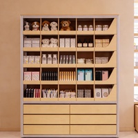 Armoire de présentation multi-compartiments en mélamine écologique en acier, robuste, étanche, avec éclairage LED, tiroirs et étagères modulaires en grille