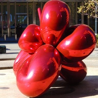 Statue de fleur en acier inoxydable poli, impression numérique, 1,5 m, sculpture d'art de jardin extérieur, fabrication OEM