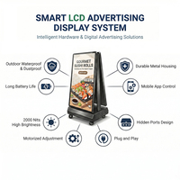 Affichage publicitaire LCD double face extérieur avec roues, signalisation numérique portable alimentée par batterie