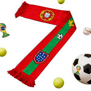 Bufanda de poliéster jacquard con logo personalizado para aficionados al fútbol, producto promocional con color personalizado. - Product Image 1