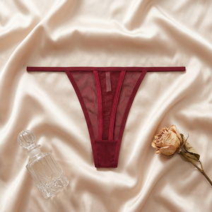 Tanga de malla transparente sexy para mujer al por mayor, lencería de tiro bajo con tirantes finos, transpirable, transparente, tallas grandes, ropa interior para mujer - Product Image 3