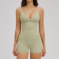 Nouvel arrivage : Ensemble de yoga 2 pièces avec logo personnalisé, vêtements de sport pour femmes, shorts d'entraînement, ensemble de débardeurs de fitness à séchage rapide, vêtements de sport personnalisés