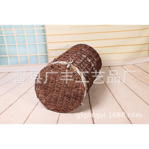 Cesto de lavandería de mimbre redondo marrón tipo pedestal para almacenamiento de ropa en el cuarto de lavandería GF-03 - Product Image 4