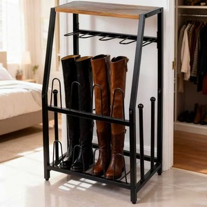 Étagère à chaussures sur mesure pour bottes longues, 3 niveaux, en métal noir, pour chambre et salon, type sur pied, capacité 10-20 paires - Product Image 4