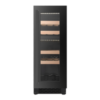 Cave à vin encastrable avec zones de compression, mini-réfrigérateur à vin 17 bouteilles, réfrigérateur à boissons électrique LED personnalisable