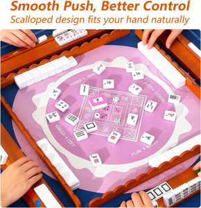 Scalloped-Shaped Wooden Mahjong Pushers Smooth Tile Control Classic Game Accessory - Product Image 3