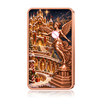 Barre de cuivre fin 999 de 1 once, motif ange ailé de Noël, en cuivre rouge, avec boîte de présentation