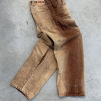 Fabricants de jeans en denim de rue haute à broderie droite personnalisés pour hommes jeans baggy délavés vintage à poids lourd pour hommes