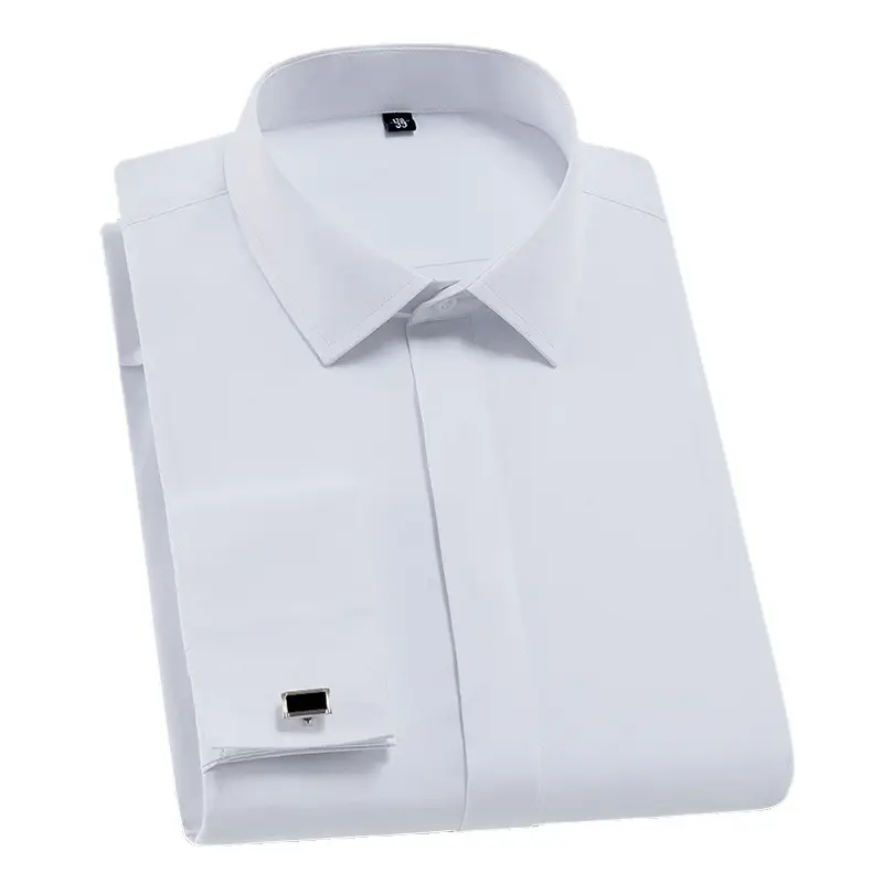 Men's High Quality Shirts Cotton Double Cuff Shirts Long Sleeve Square Neck Business Dress Shirts Available in stock