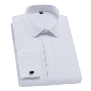 Camicie da uomo di alta qualità camicie a doppio polsino in cotone camicie eleganti da lavoro con collo quadrato a maniche lunghe disponibili in stock - Product Image 1
