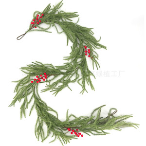 Guirnalda Navideña Artificial Ruyin con Bayas Rojas, 2 Piezas, Decoración Verde para Fiestas Navideñas - Product Image 2