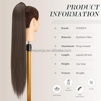 Extension de cheveux synthétiques longue queue de cheval droite pour femmes filles