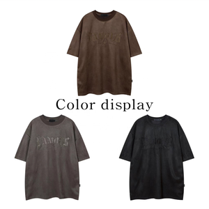 Nieuwe Trend Heren Effen T-Shirt Borduurwerk Oversized Distressed <span class=keywords><strong>O</strong></span>-Hals Vintage T-Shirt Met Hoe Verkopen - Product Image 2