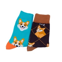 Chaussettes Jacquard Style Animaux de Dessin Animé Mignons, Chaussettes Tricotées Amusantes Mi-Mollet Nouvelle Collection Automne, Chaussettes Tricotées Personnalisées Motif Chiot pour l'Hiver, Vente en Gros