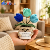 Fleur de tulipe au crochet faite à la main, carte de soutien émotionnel éternelle, cadeau pour la fête des mères, cadeau de remise de diplôme, vente en gros personnalisée