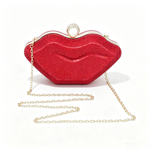 Nouvelle arrivée : Pochette rouge à lèvres perlée avec chaîne, sac de soirée étincelant, pochette à strass scintillante - Product Image 1