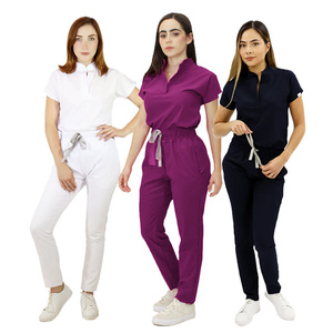 Uniformes médicaux une pièce personnalisés pour femmes combinaison en tricot en soins infirmiers Scrubs Style pour l'hôpital vêtements de travail <span class=keywords><strong>tenue</strong></span> de médecin - Product Image 1