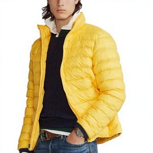 Yellow Colors Lightweight Puffer Waterproof Polyester Fiber <b>Mens</b> <b>Jacket</b> Puff Printing Embroidered Canvas Stand Collar Zipper Coa - Product Image 3