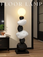 HJ HOME Lampe de sol artisanale en résine avec éclairage LED Décoration créative en pierre pour le salon, le bureau et la maison-un lampadaire unique