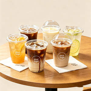 Gobelet jetable personnalisé de 9 oz avec logo, en PET transparent, pour crème glacée, yaourt, thé au lait, boisson, vin, <span class=keywords><strong>tequila</strong></span>, avec couvercle à bec verseur - Product Image 1