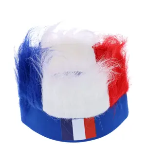 Football cup Country Flag fans wig CUSTOM football team Head Cap with wig cheer decoration France fans wig