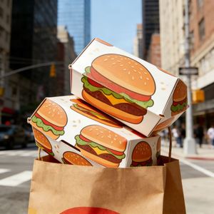 Boîte en papier alimentaire jetable personnalisée avec logo pour hamburgers, design Togo, résistante à la graisse - Product Image 1