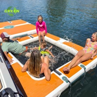 Vert Portable Flottant Plate-Forme Gonflable Hamac Lac Eau Jouer Loisirs Longue Chaise Eau Île Carré Hamac